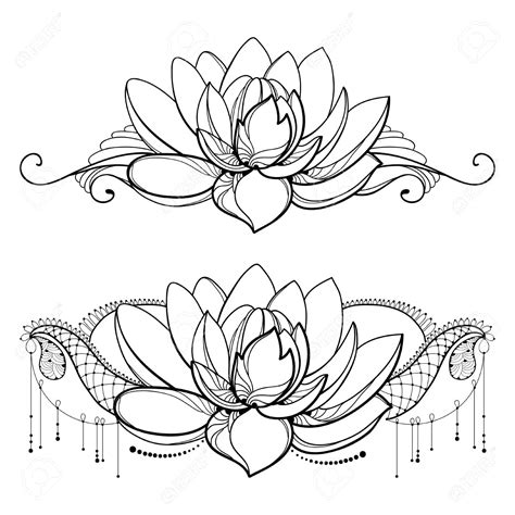 lotus black and white sketch